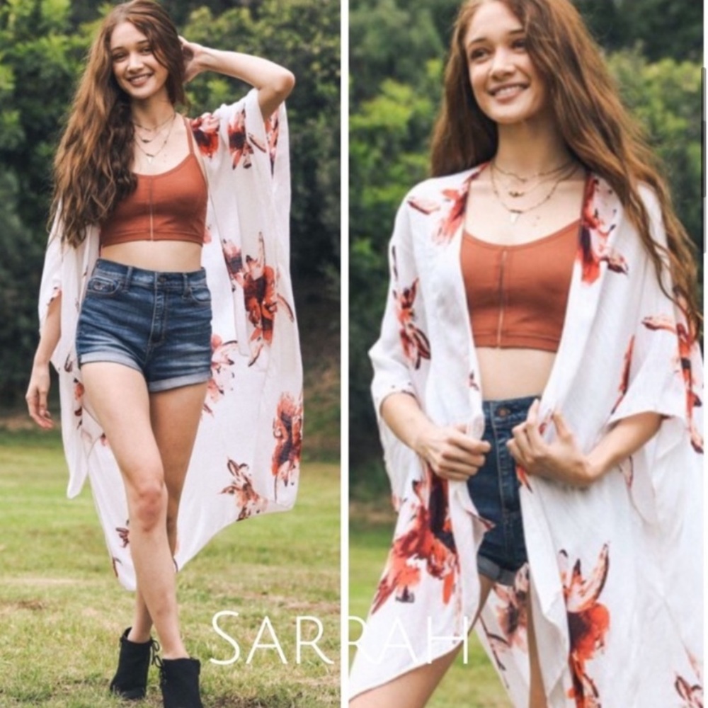 New Bohemian Floral Print Kimono Cardi - Picture 9 of 12